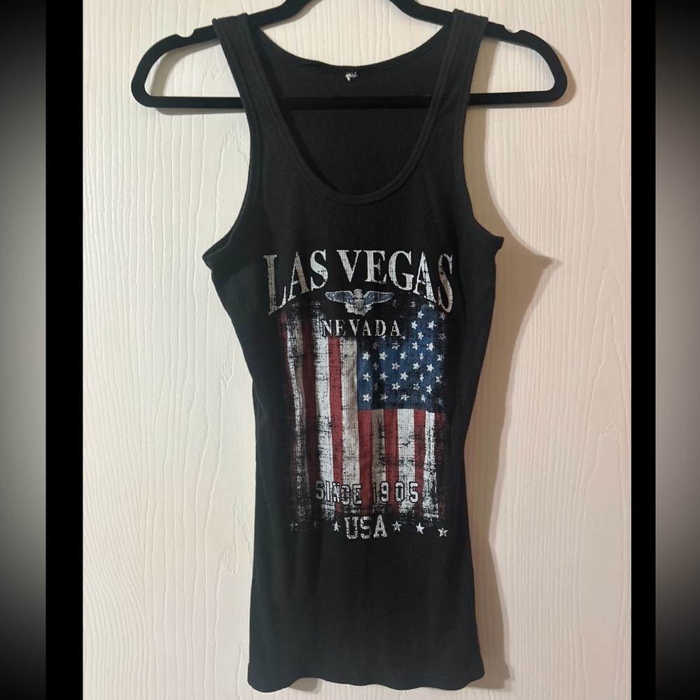 Black Las Vegas American Flag razorback Tank Top
